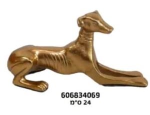 פסל כלב יציקה מתכת מוזהב 24סמ 606834