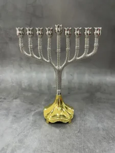 חנוכיה קטנה בציפוי כסף וזהב 300054S עמי AMI