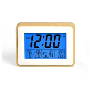 שעון מעורר דיגיטלי LCD לקיר או שולחן עם תאורת לד כחולה מסגרת במבוק 5163