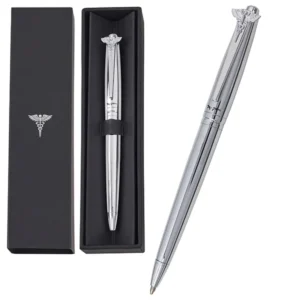 עט יוקרתי 5161 X-Pen עם סמל הרפואה גימור כסוף מבריק במארז מתנה