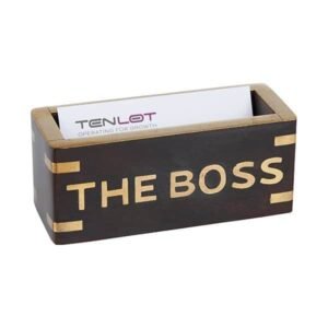 מעמד כרטיסי ביקור THE BOSS עשוי שילוב עץ ונחושת BRASS 4433
