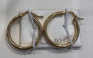 עגילים מכסף 925 מצופה זהב חישוק גדול עבה סגירת קליק