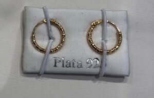 עגילים מכסף 925 מצופה זהב חישוק קטן מרוקע
